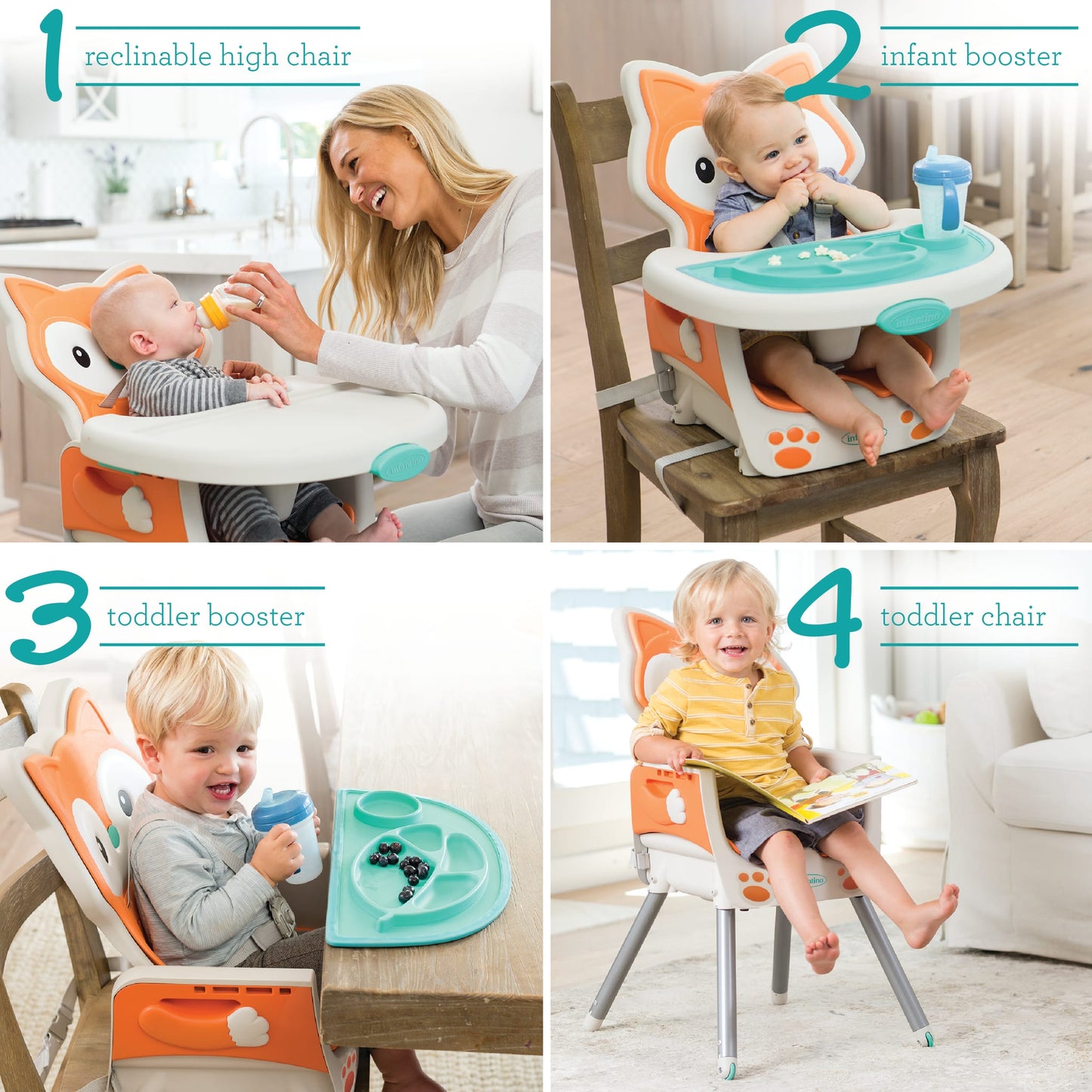Grow-With-Me 4-in-1 Convertible High Chair, Fox