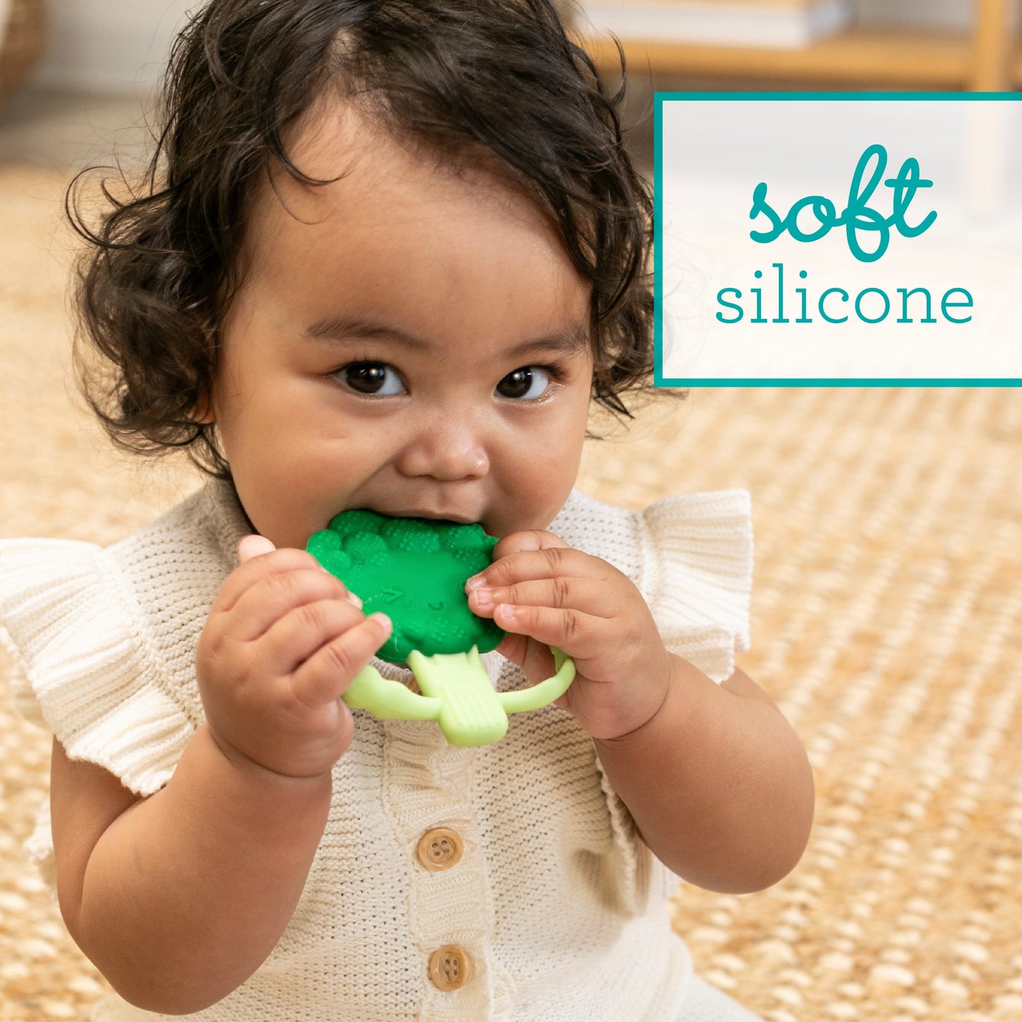 Lil' Nibbles Textured Silicone Teether - Broccoli